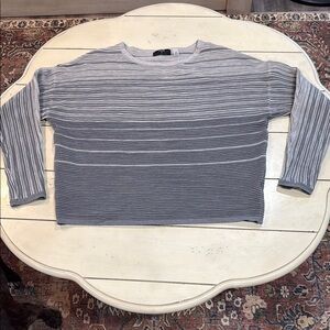 Tahari Light Gray Striped Sweater